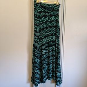 Teal and black maxi skirt